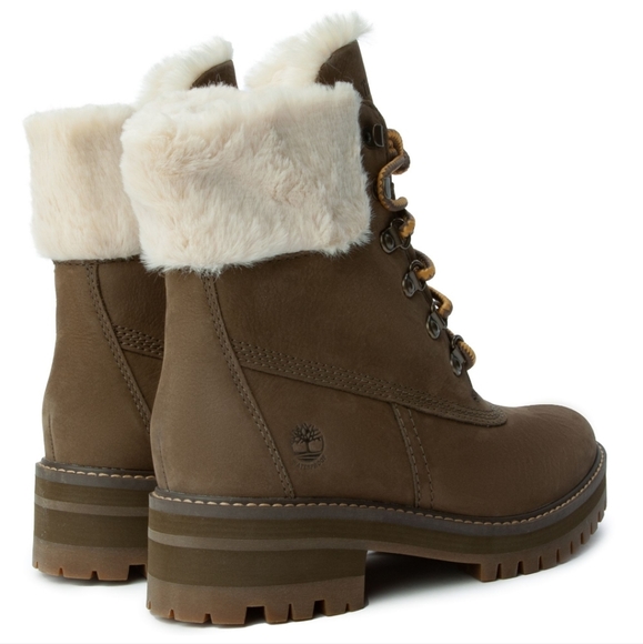 TIMBERLAND Women's Courmayeur Valley 6-Inch Waterproof Faux-Fur Boot (Olive) - Picture 3 of 5